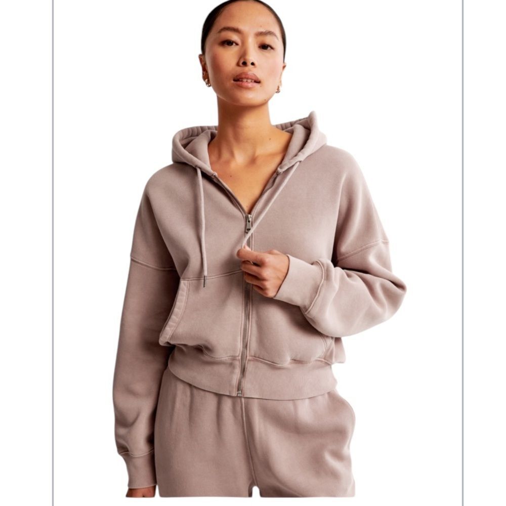 ABERCROMBIE & FITCH Essential Ribbed Sunday Hooded Full Zip,‎ Size XSMALL
